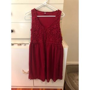 NWOT Gorgeous Red Wine Lace and Silk Dress